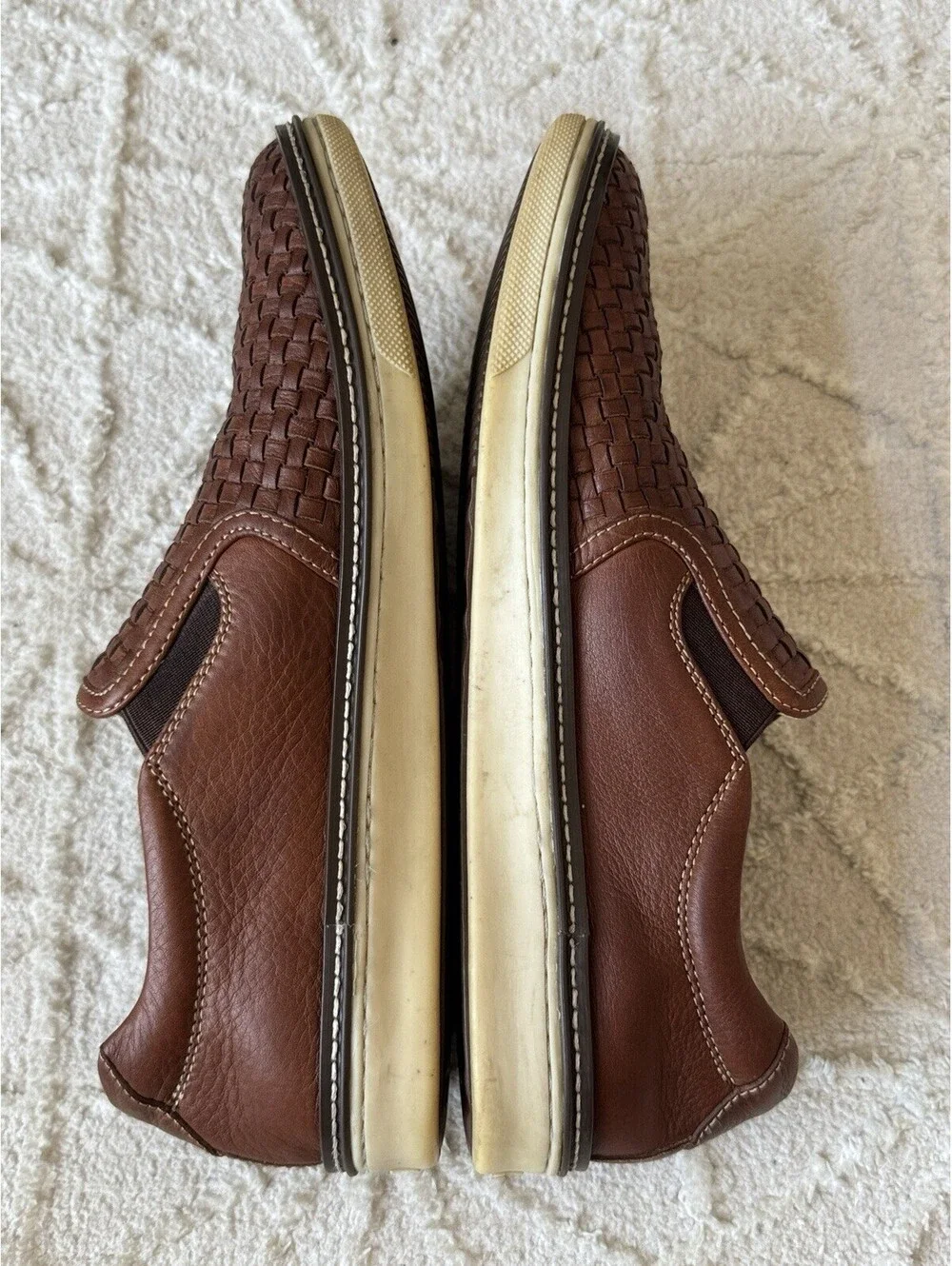 Johnston & Murphy McGuffey Men’s 10M Woven Leather Loafers Quiet Luxury